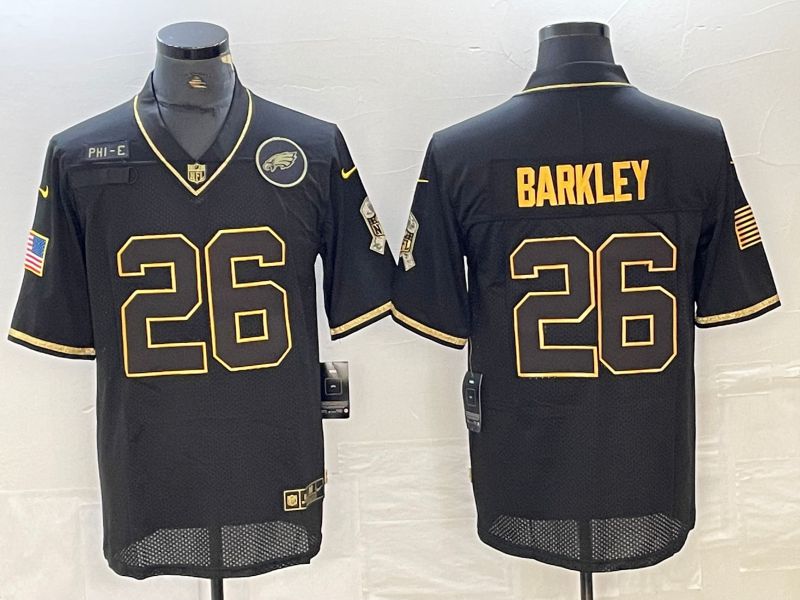 Men Philadelphia Eagles 26 Barkley Black retro gold 2024 Nike Limited NFL Jersey